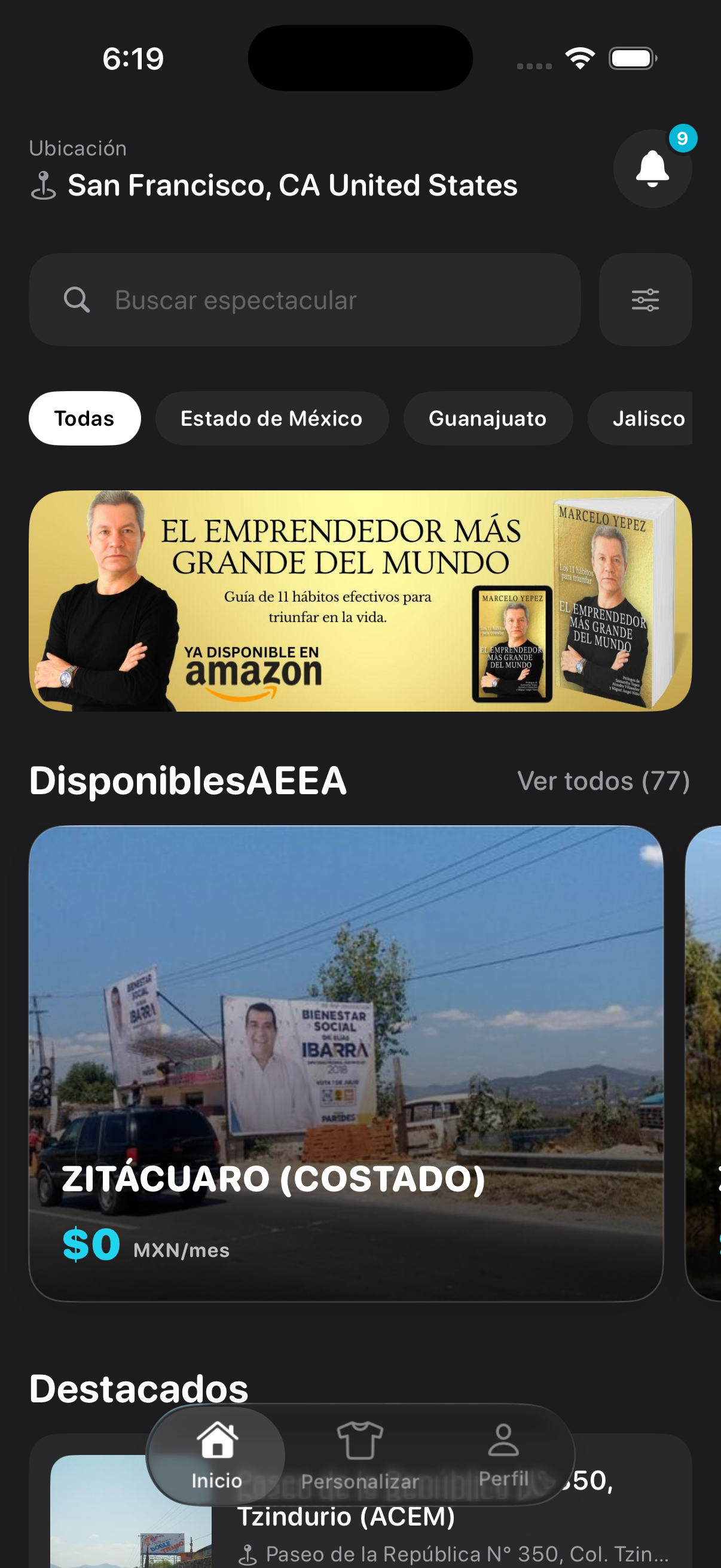 App My-ooh — inicio