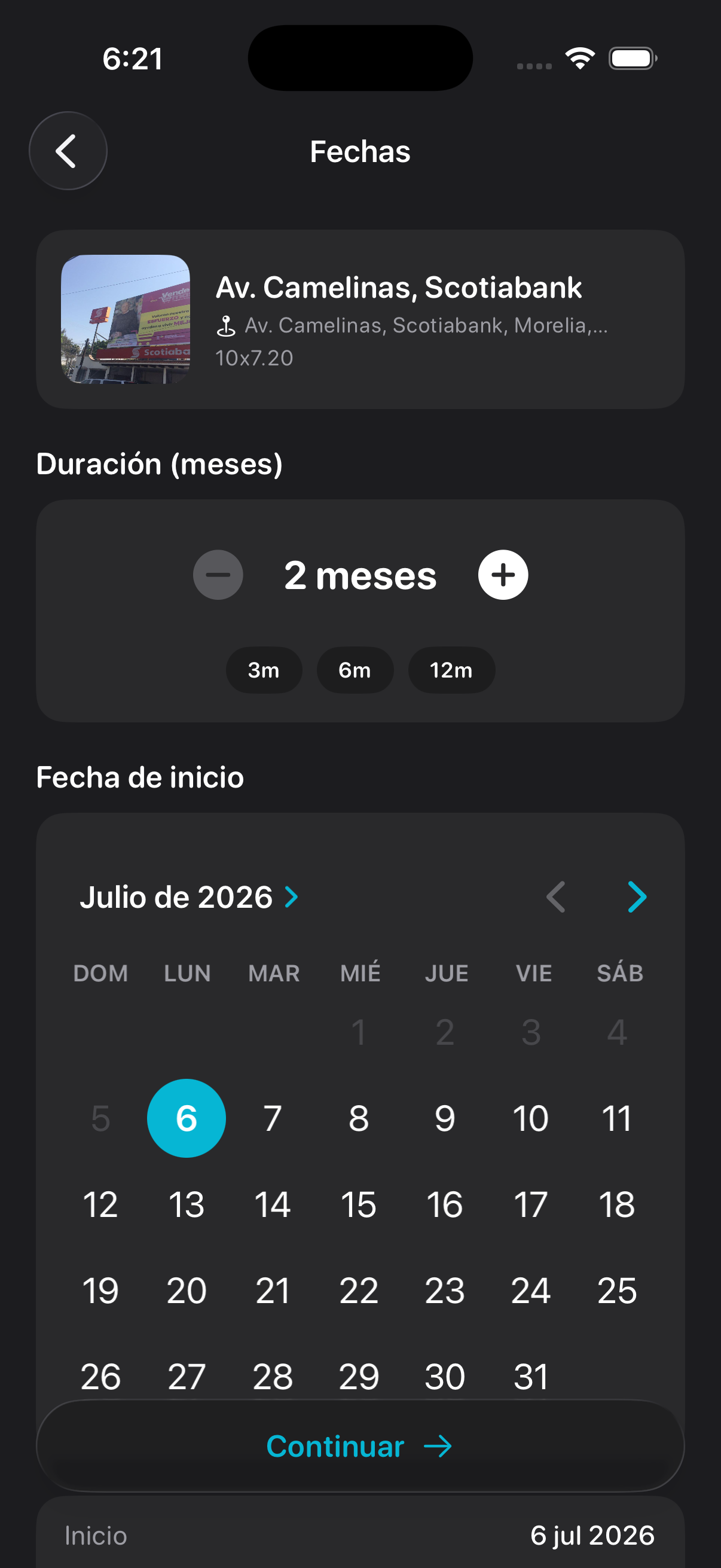 App My-ooh — fechas